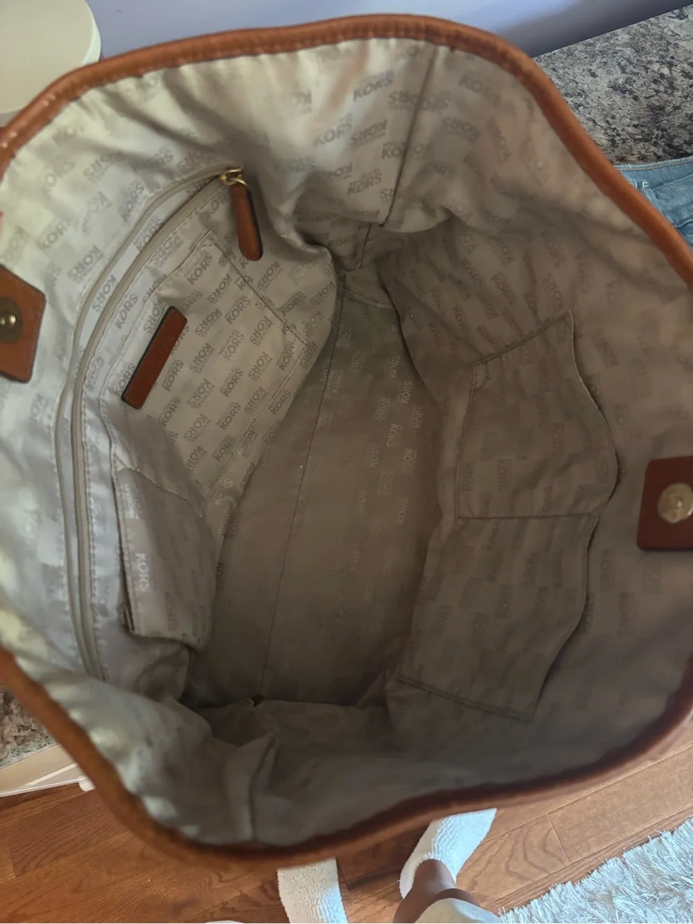 Michael Kors Brown Monogram Tote with Brown Trim